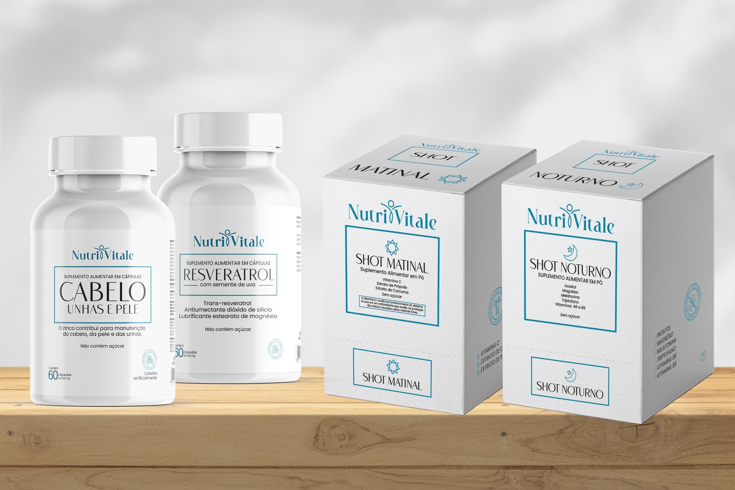Kit – Shot Matinal e Noturno, Resveratrol e Cabelos, Unhas e Pele